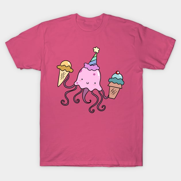 Party Jellyfish with Two Icecream Cones T-Shirt by saradaboru